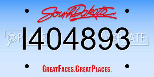 I404893 South Dakota License Plate