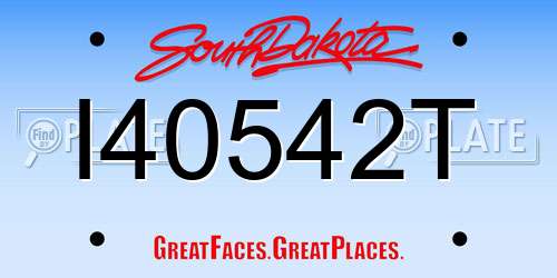 I40542T South Dakota License Plate