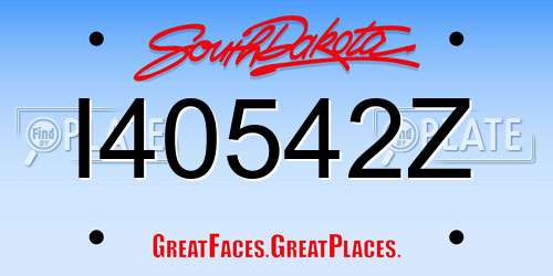 I40542Z South Dakota License Plate