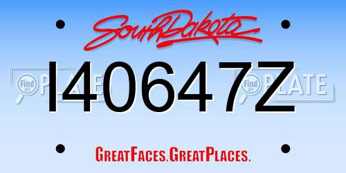 I40647Z South Dakota License Plate
