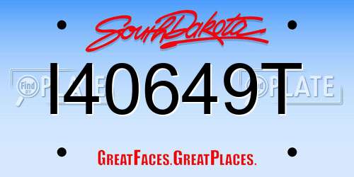 I40649T South Dakota License Plate