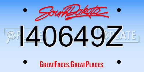 I40649Z South Dakota License Plate