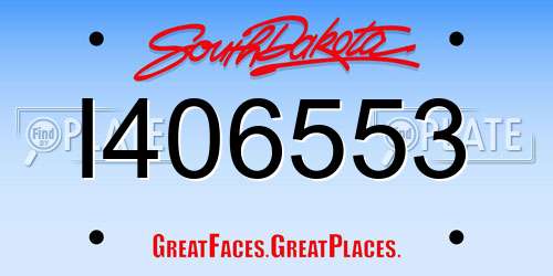 I406553 South Dakota License Plate