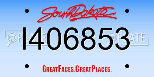 I406853 South Dakota License Plate