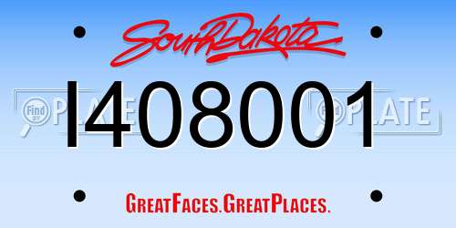 I408001 South Dakota License Plate