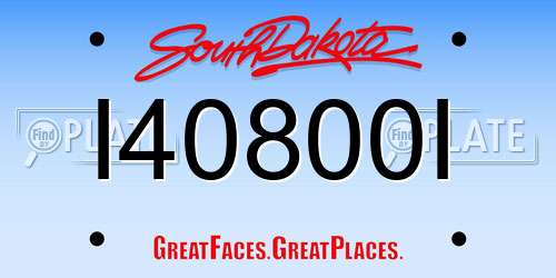 I40800I South Dakota License Plate