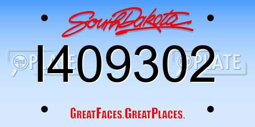 I409302 South Dakota License Plate