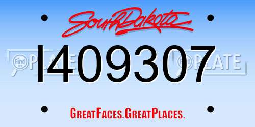 I409307 South Dakota License Plate
