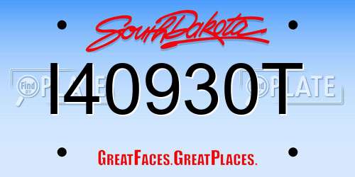 I40930T South Dakota License Plate