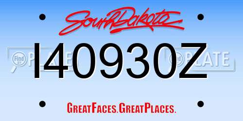 I40930Z South Dakota License Plate