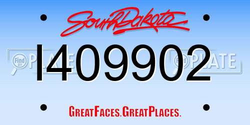 I409902 South Dakota License Plate