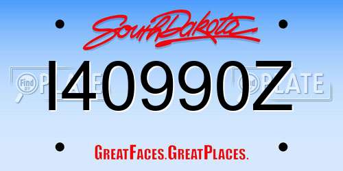 I40990Z South Dakota License Plate
