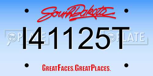 I41125T South Dakota License Plate