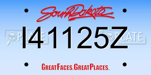 I41125Z South Dakota License Plate