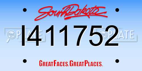 I411752 South Dakota License Plate
