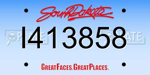I413858 South Dakota License Plate