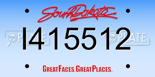 I415512 South Dakota License Plate