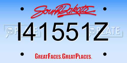 I41551Z South Dakota License Plate