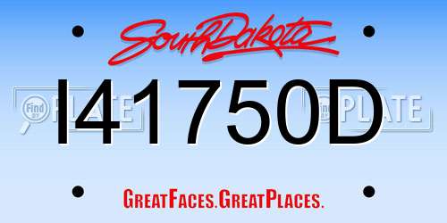 I41750D South Dakota License Plate