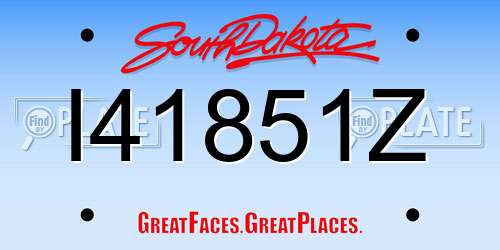 I41851Z South Dakota License Plate