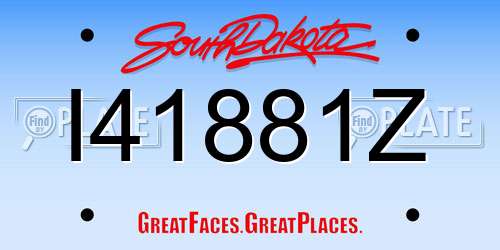 I41881Z South Dakota License Plate