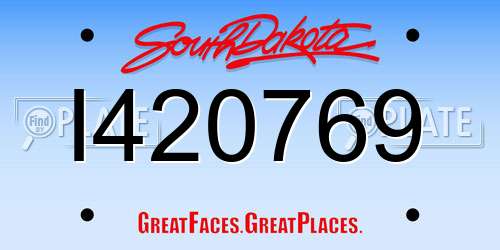 I420769 South Dakota License Plate