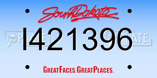 I421396 South Dakota License Plate
