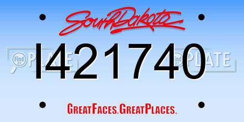I421740 South Dakota License Plate