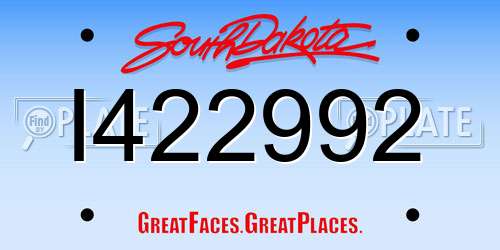 I422992 South Dakota License Plate
