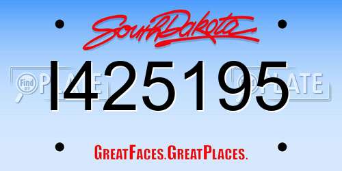 I425195 South Dakota License Plate