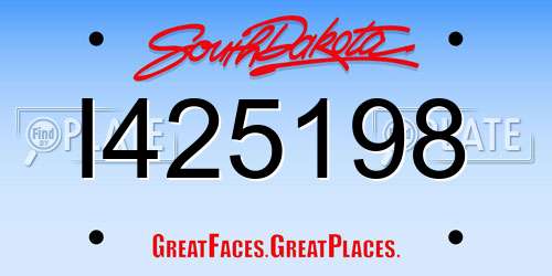 I425198 South Dakota License Plate