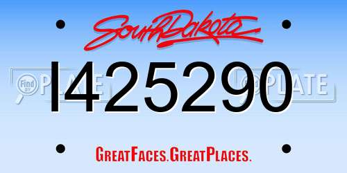 I425290 South Dakota License Plate