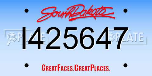 I425647 South Dakota License Plate