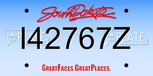 I42767Z South Dakota License Plate