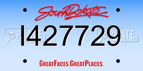 I427729 South Dakota License Plate