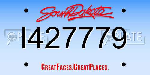 I427779 South Dakota License Plate