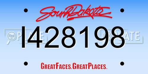 I428198 South Dakota License Plate