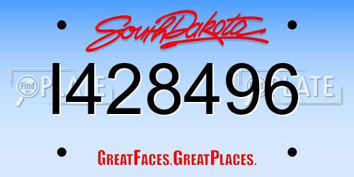 I428496 South Dakota License Plate