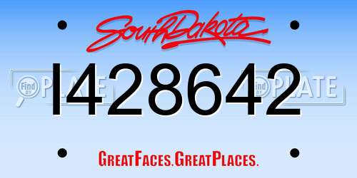 I428642 South Dakota License Plate