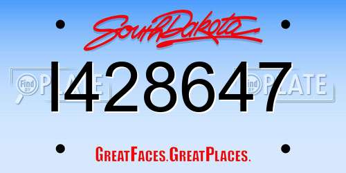 I428647 South Dakota License Plate