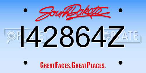 I42864Z South Dakota License Plate