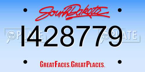 I428779 South Dakota License Plate