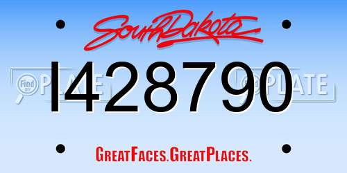 I428790 South Dakota License Plate