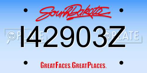 I42903Z South Dakota License Plate