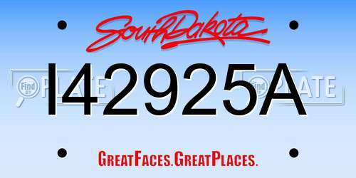I42925A South Dakota License Plate