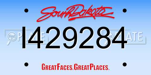 I429284 South Dakota License Plate