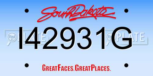 I42931G South Dakota License Plate