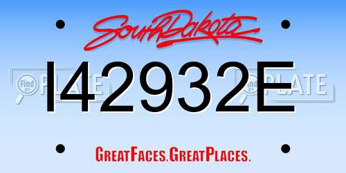 I42932E South Dakota License Plate