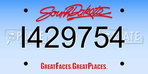 I429754 South Dakota License Plate