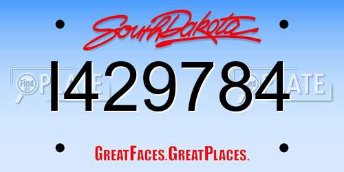 I429784 South Dakota License Plate